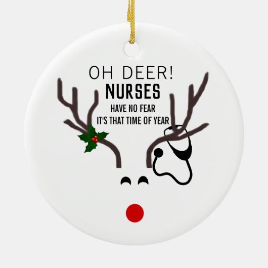 Zurse Funny Kerststethoscoop rendierster Keramisch Ornament (Achterkant)