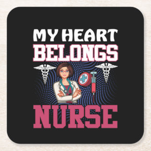 Zurse Gift My Heart behoort Nurse Kartonnen Onderzetters