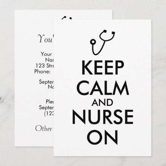 Zurse Gift Stethoscoop houdt kalm en zuster aan Kaart (Voorkant / Achterkant)