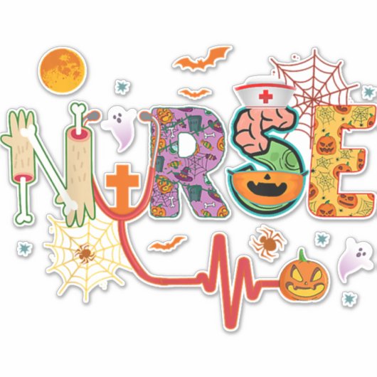 Zurse Halloween Costume Stethoscope Heartbeat Pomp Sticker (Voorkant)