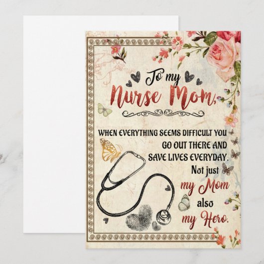 Zurse mam Gifts | Brief aan mijn verpleegster Feestdagenkaart (Voorkant / Achterkant)