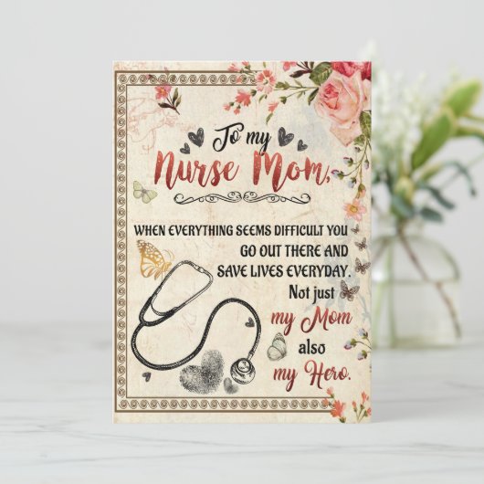 Zurse mam Gifts | Brief aan mijn verpleegster Feestdagenkaart (Staand voorkant)