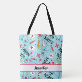 Zurse Medical Art Light Blue Name Persoonlijk Tote Bag (Voorkant)