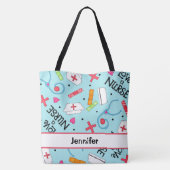 Zurse Medical Art Light Blue Name Persoonlijk Tote Bag (Achterkant)