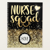 Zurse squad gold glitter monogram borstvoeding planner (Voorkant)