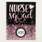 Zurse squad roze glitter monogram borstvoeding planner (Voorkant)