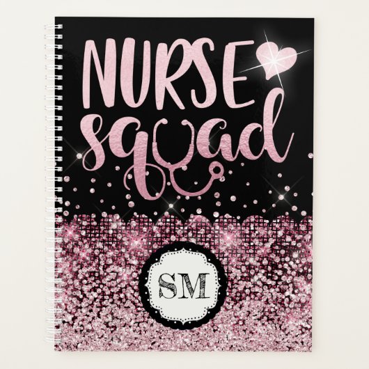 Zurse squad roze glitter monogram borstvoeding planner (Voorkant)