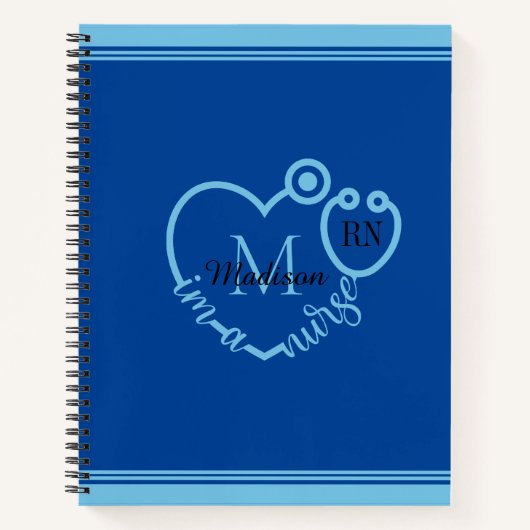 Zurse Stethoscoop Modern personaliseer Monogram na Notitieboek (Voorkant)