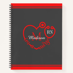 Zurse Stethoscoop Modern personaliseer Monogram na Notitieboek