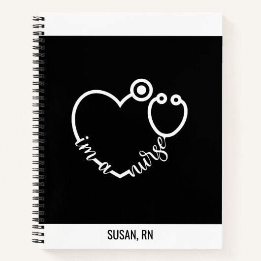 Zurse Stethoscope Heart Modern Personalised Name Notitieboek (Voorkant)