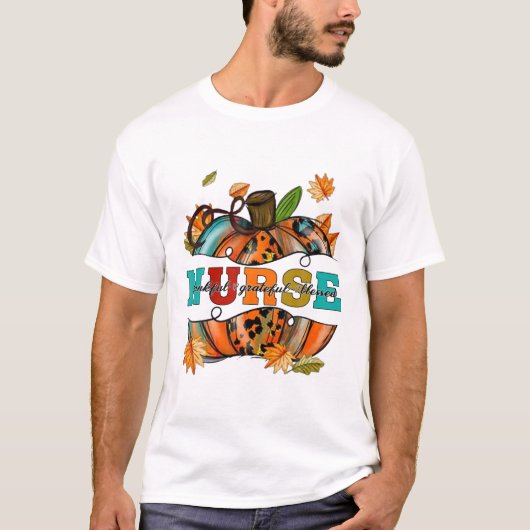 Zurse Thankful Grateful Blessed Pumpkin Leopard T-shirt (Voorkant)