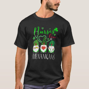 Zurses Love Shenanigans Funny Gnomes Nurse St Patr T-shirt