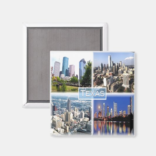zUS011 TEXAS, Mosaic, Dallas, Houston, Fridge Magneet (Voorkant / Achterkant)
