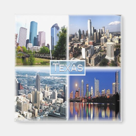 zUS011 TEXAS, Mosaic, Dallas, Houston, Fridge Magneet (Voorkant)