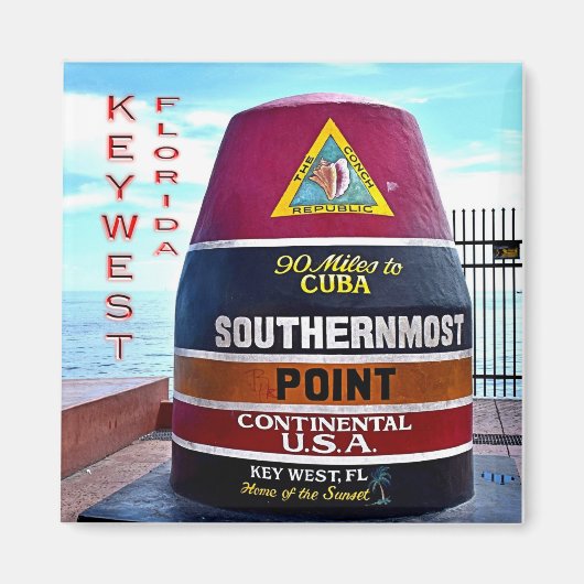 zUS012 FLORIDA, Key West, Southernmost, Fridge Magneet (Voorkant)