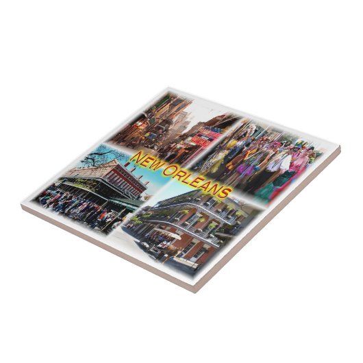 zUS024 NEW ORLEANS, Bourbon Street, Mozaïek, Tegeltje (Zijkant)