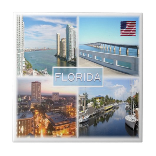 zUS025 FLORIDA, Mozaïek, Amerika, Tegeltje (Voorkant)