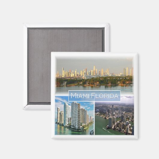zUS038 MIAMI, FLORIDA, Mosaic, Amerika, Fridge Magneet (Voorkant / Achterkant)