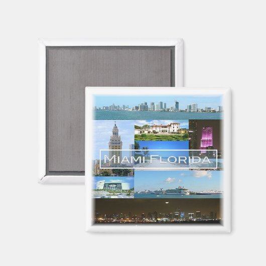 zUS040 MIAMI, FLORIDA, Mosaic, Amerika, Fridge Magneet (Voorkant / Achterkant)