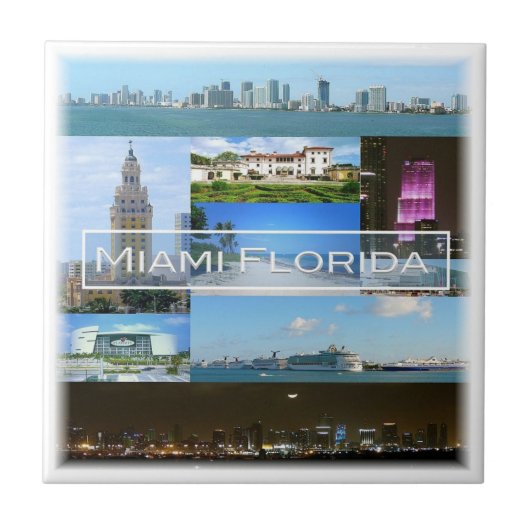 zUS040 MIAMI, FLORIDA, Mozaïek, Amerika, Tegeltje (Voorkant)