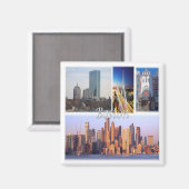 zUS051 BOSTON, Massachusetts, Mosaic, Fridge Magneet (Voorkant / Achterkant)