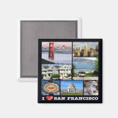 zUS067 SAN FRANCISCO I Love, Mosaic, Fridge Magnet (Voorkant / Achterkant)