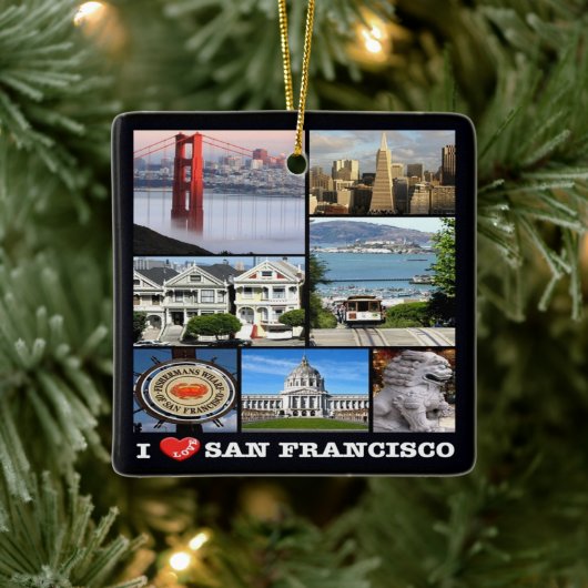 zUS067 SAN FRANCISCO I Love, Mosaic Keramisch Ornament (Boom)