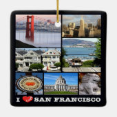 zUS067 SAN FRANCISCO I Love, Mosaic Keramisch Ornament (Achterkant)