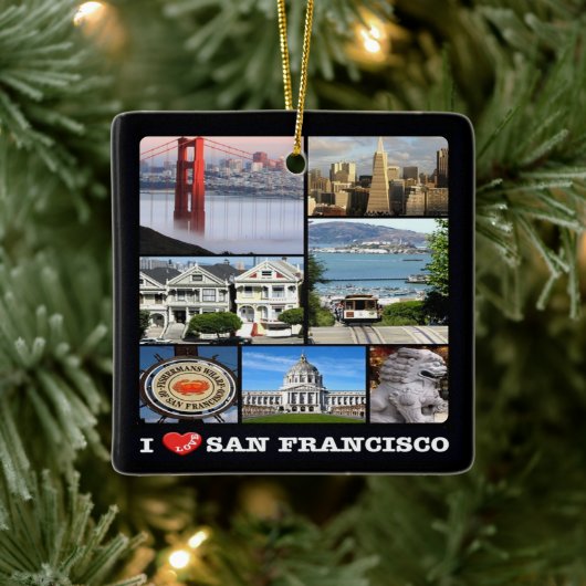 zUS067 SAN FRANCISCO I Love, Mosaic Keramisch Ornament (Boom)