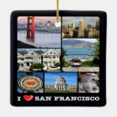 zUS067 SAN FRANCISCO I Love, Mosaic Keramisch Ornament (Achterkant)