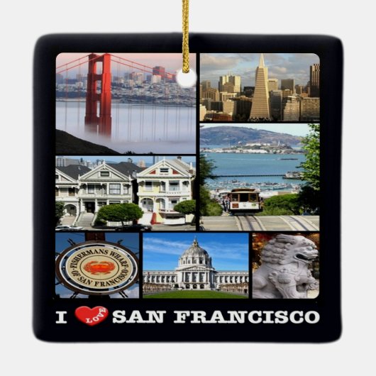 zUS067 SAN FRANCISCO I Love, Mosaic Keramisch Ornament (Achterkant)