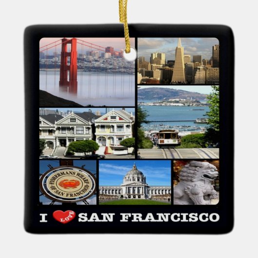 zUS067 SAN FRANCISCO I Love, Mosaic Keramisch Ornament (Voorkant)