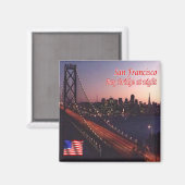 zUS081 SAN FRANCISCO, Bay Bridge at Night, Fridge Magneet (Voorkant / Achterkant)