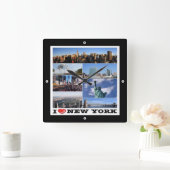 zUS107 NEW YORK CITY I Love, mosaic, Vierkante Klok (Huis)