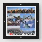 zUS107 NEW YORK CITY I Love, mosaic, Vierkante Klok (Voorkant)