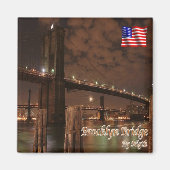 zUS113 BROOKLYN BRIDGE van Night, NYC, Fridge Magneet (Voorkant)