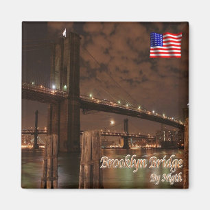 zUS113 BROOKLYN BRIDGE van Night, NYC, Fridge Magneet