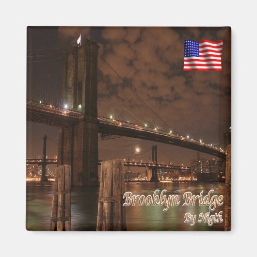 zUS113 BROOKLYN BRIDGE van Night, NYC, Fridge Magneet (Voorkant)