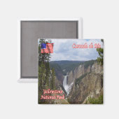zUS126 YELLOWSTONE, Cascada de Río, Fridge Magneet (Voorkant / Achterkant)