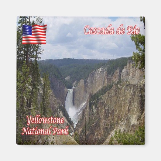 zUS126 YELLOWSTONE, Cascada de Río, Fridge Magneet (Voorkant)