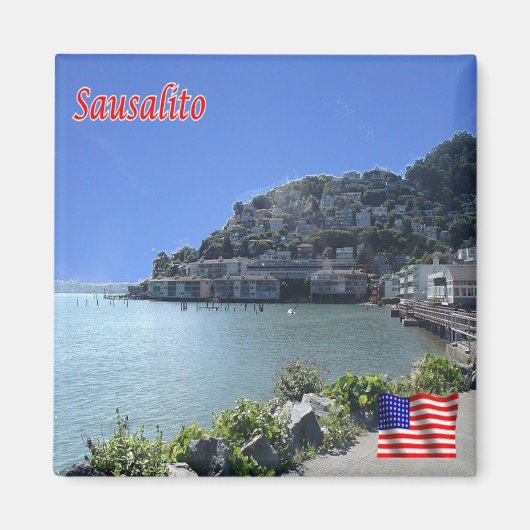 zUS197 SAUSALITO, Panorama, Californië, Fridge Magneet (Voorkant)