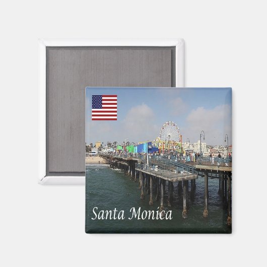 zUS200 SANTA MONICA, Panorama, Californië, Fridge Magneet (Voorkant / Achterkant)