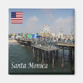 zUS200 SANTA MONICA, Panorama, Californië, Fridge Magneet (Voorkant)