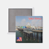 zUS201 SANTA MONICA Beach, Californië, Fridge Magneet (Voorkant / Achterkant)