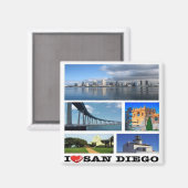 zUS204 SAN DIEGO I Love, Mosaic, Fridge Magneet (Voorkant / Achterkant)