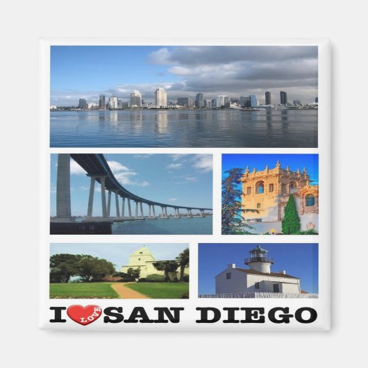 zUS204 SAN DIEGO I Love, Mosaic, Fridge Magneet (Voorkant)