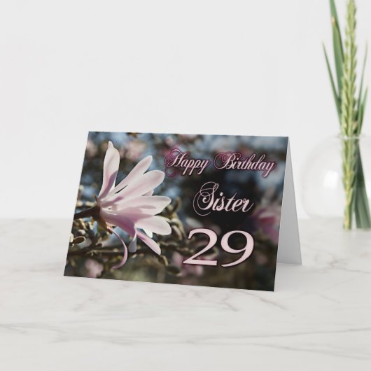 Zus 29e Verjaardag met magnolia Kaart (Voorkant)