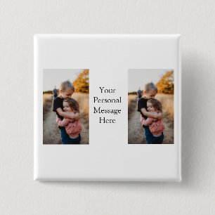 zus broer familie foto toevoegen persoonlijke bood vierkante button 5,1 cm