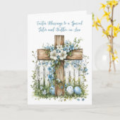 Zus Broer in de wet Paaskruis Witte Hek Kaart (Gele Bloem)