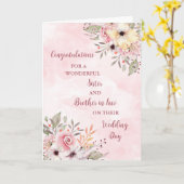 Zus & Broer in Law Huwelijk Gefeliciteerd Kaart (Gele Bloem)